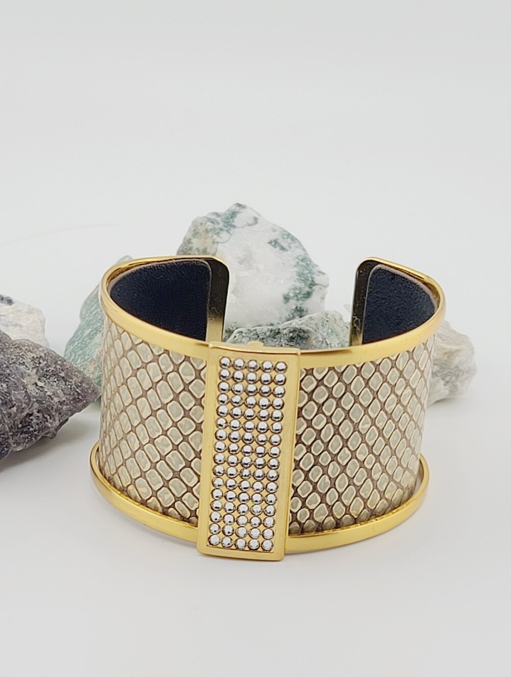 $78 Brighton Christo "Danube" Gold-Plated Cuff & Leather Snake Strap Set!